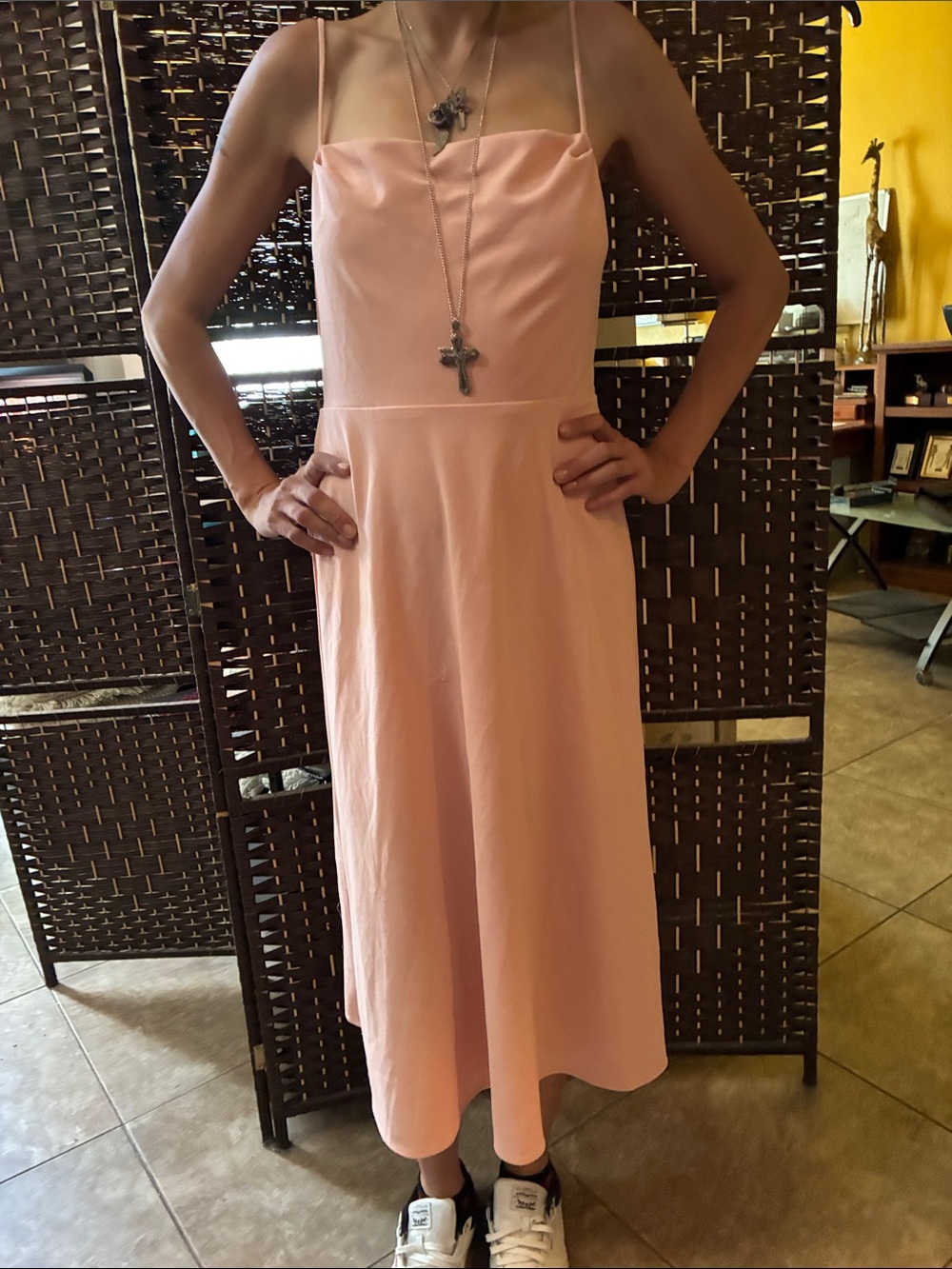 Charles Henry Pale Pink Spaghetti Strap Midi Dress M